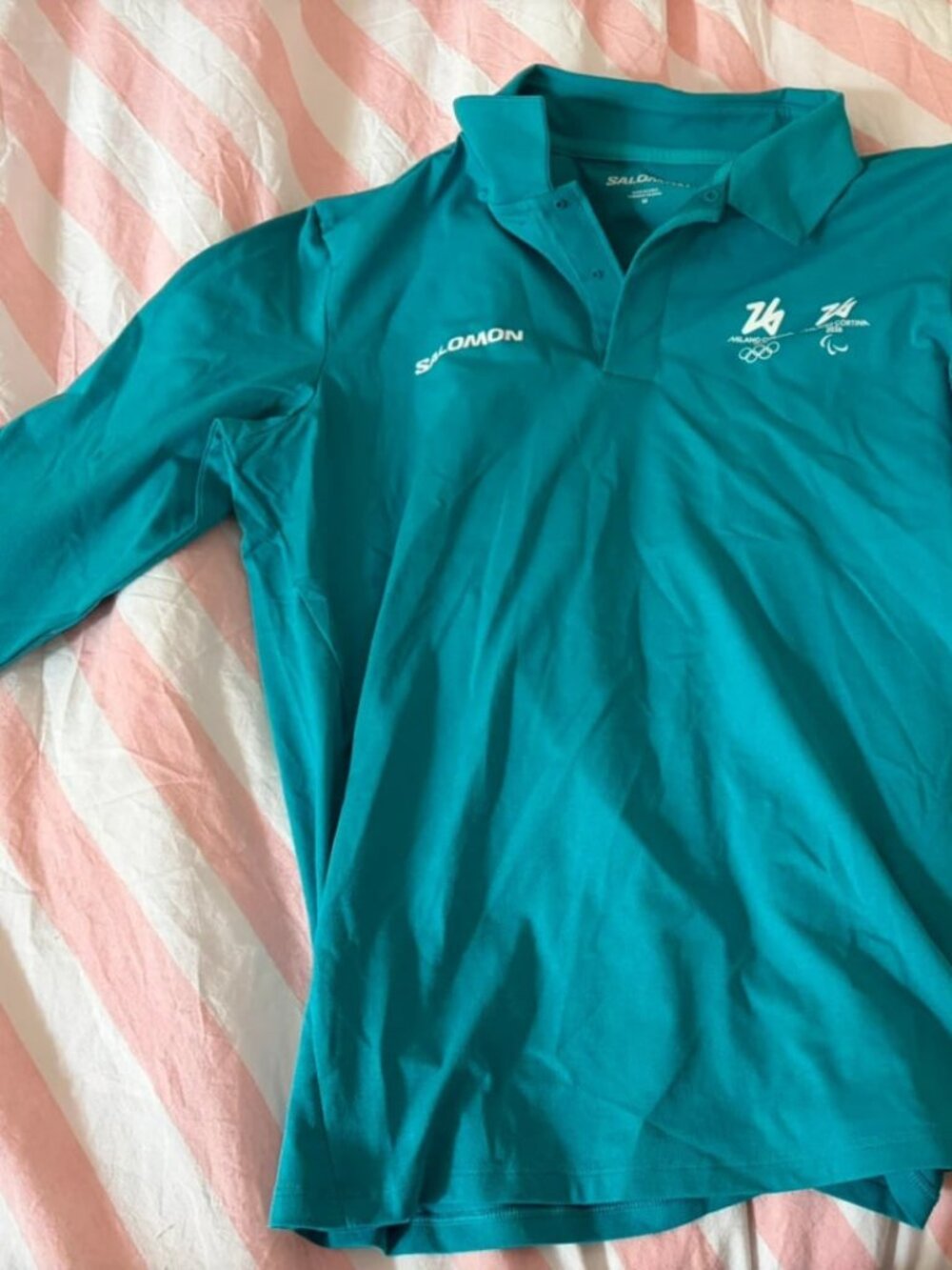 Turquoise Performance Long Sleeve Polo Shirt M
